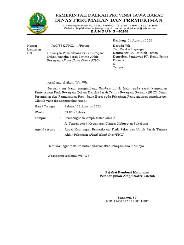 Undangan PPK Kunjungan Fisik (90%) | PDF
