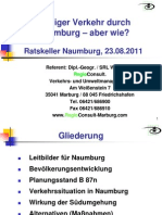 Präsentation "Weniger Verkehr durch Naumburg – aber wie?" von Dipl.-Geogr. / SRL Wulf Hahn im "Ratskeller" Naumburg, 23.8.11