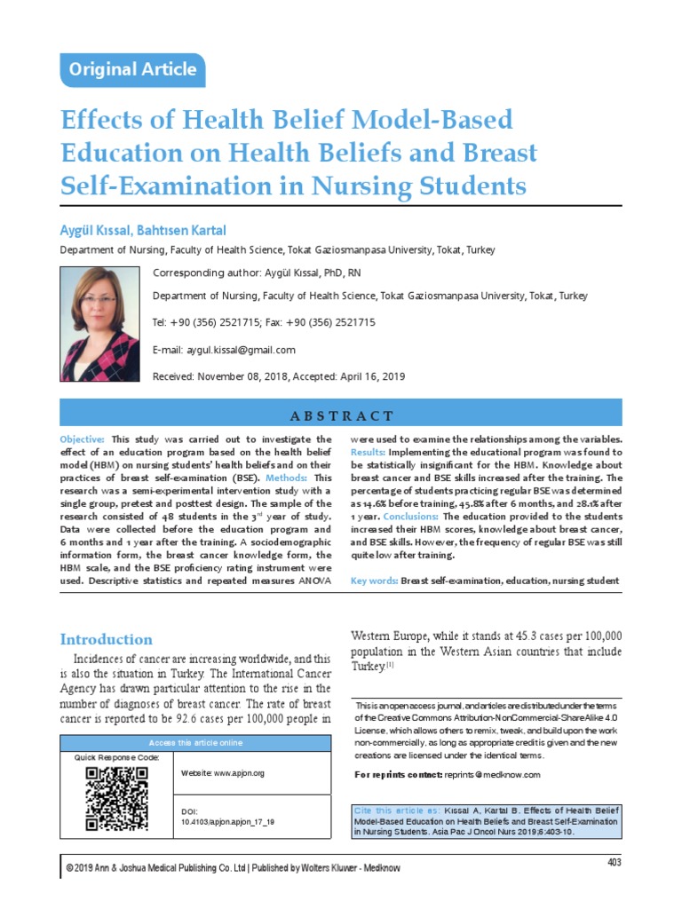 Health Belief Model in Nursing Education | PDF | Breast Cancer | Cancer
