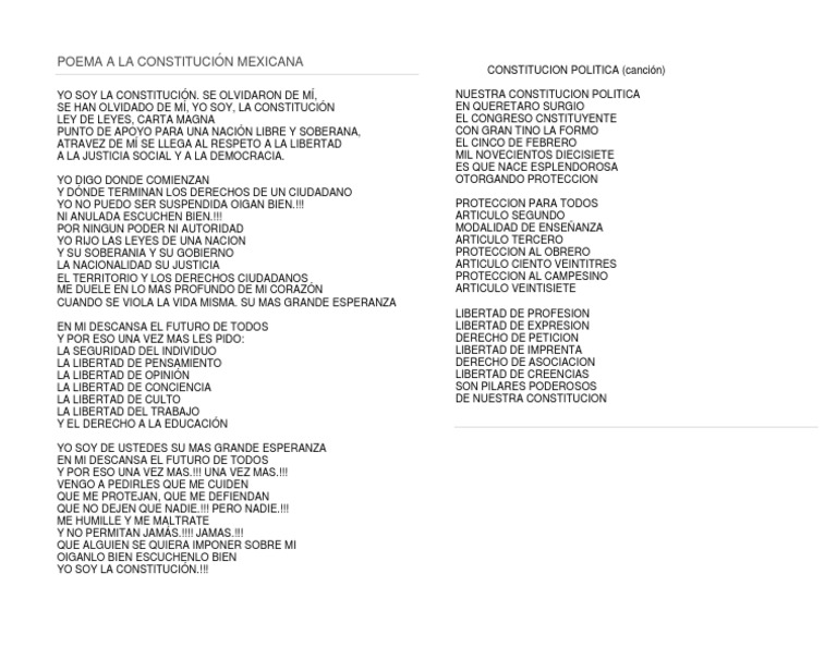 Poema A La Constitución Mexicana PDF Constitución Libertad
