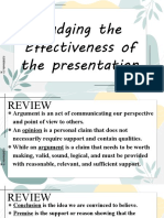 Judging The Effectiveness of The Presentation