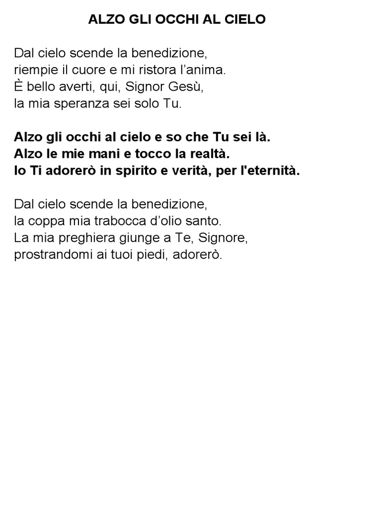Alzo Gli Occhi Al Cielo | PDF