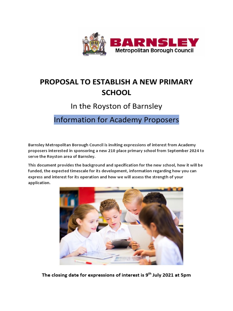 Proposal To Establish A New Primary School Royston | PDF