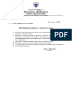 Memorandum 2022 Pambansang Buwan at Araw NG Pagbasa