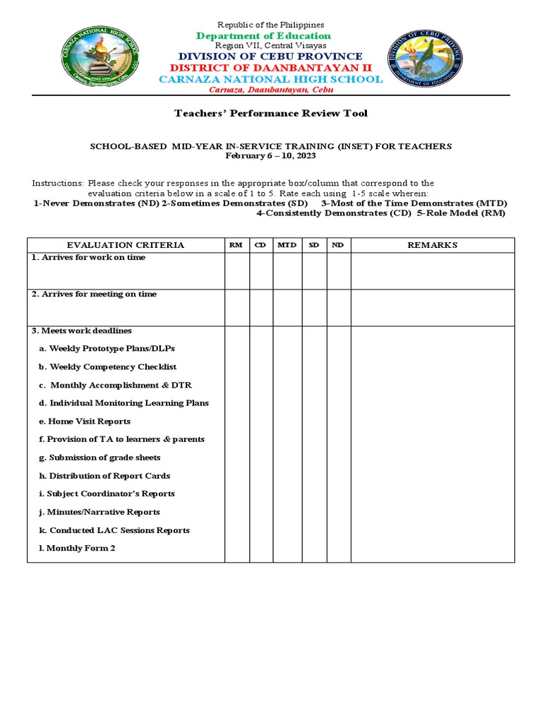 Mid-Year Performance Review for Teachers | PDF | Change | Teaching