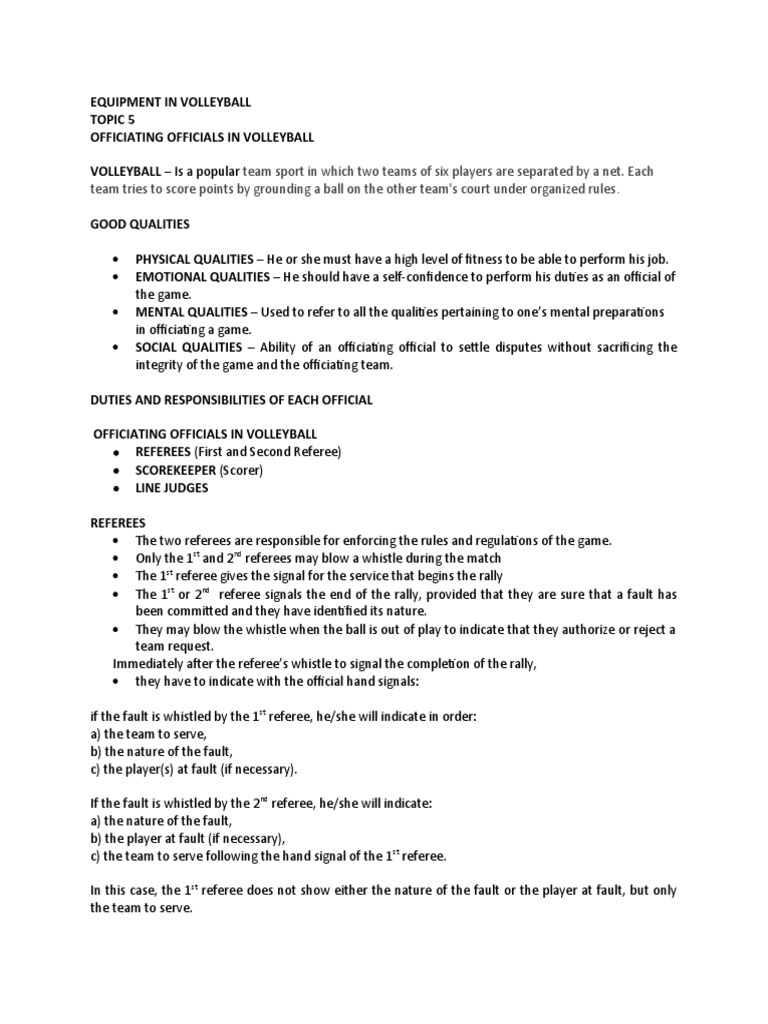 Equipment in Volleyball2 PDF Volleyball Sports Rules And Regulations