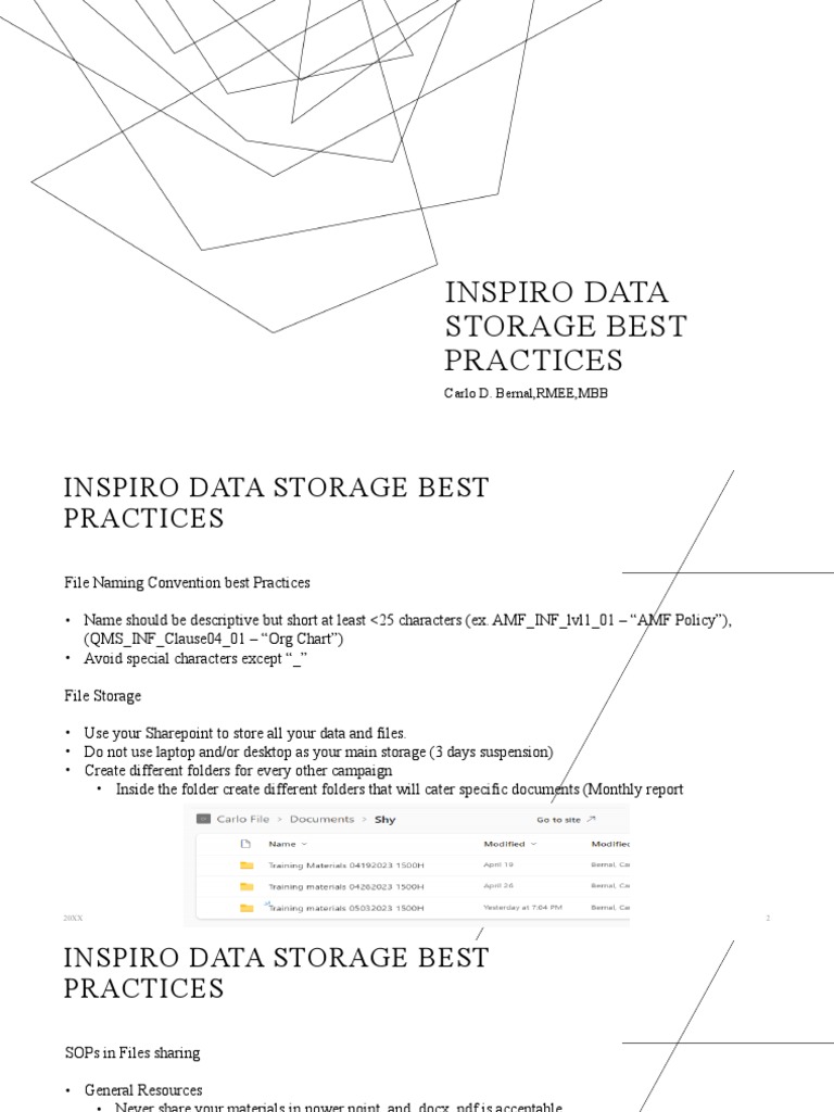 Inspiro Data Storage Best Practices PDF