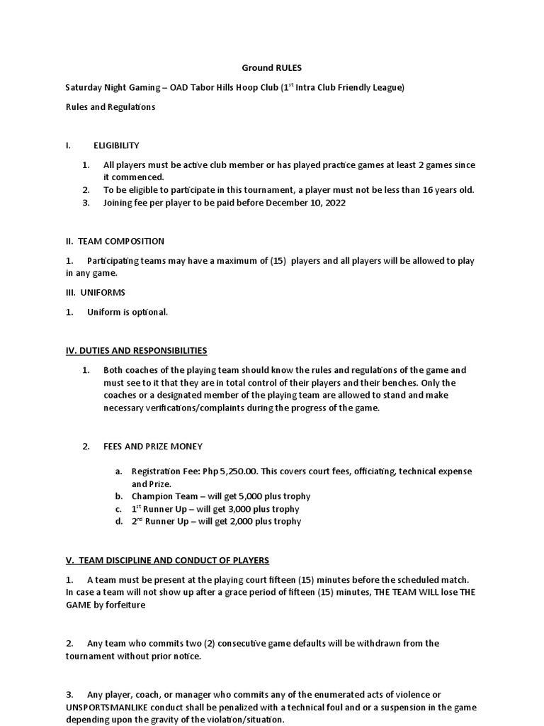 Image showcasing Rules and Regulations of Basketball Tournament | Download Free PDF ...