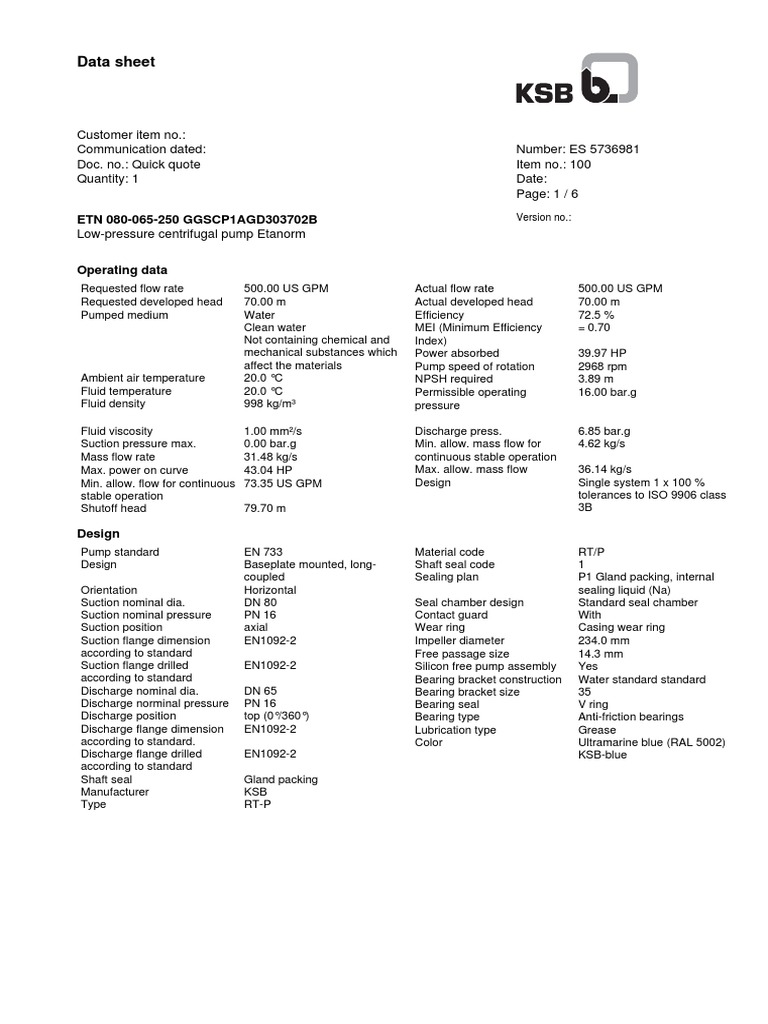 Data Sheet PDF Pump Flow Measurement