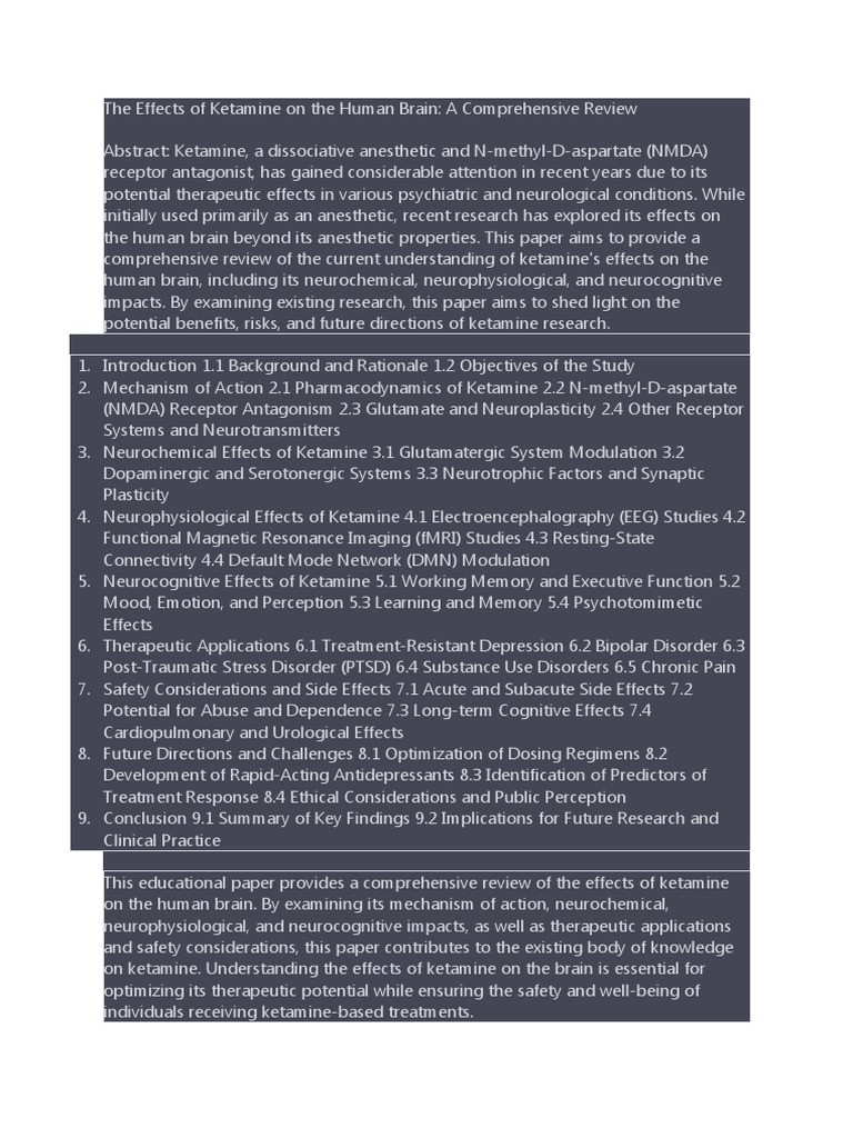 The Effects of Ketamine On The Human Brain | PDF | Nmda Receptor ...