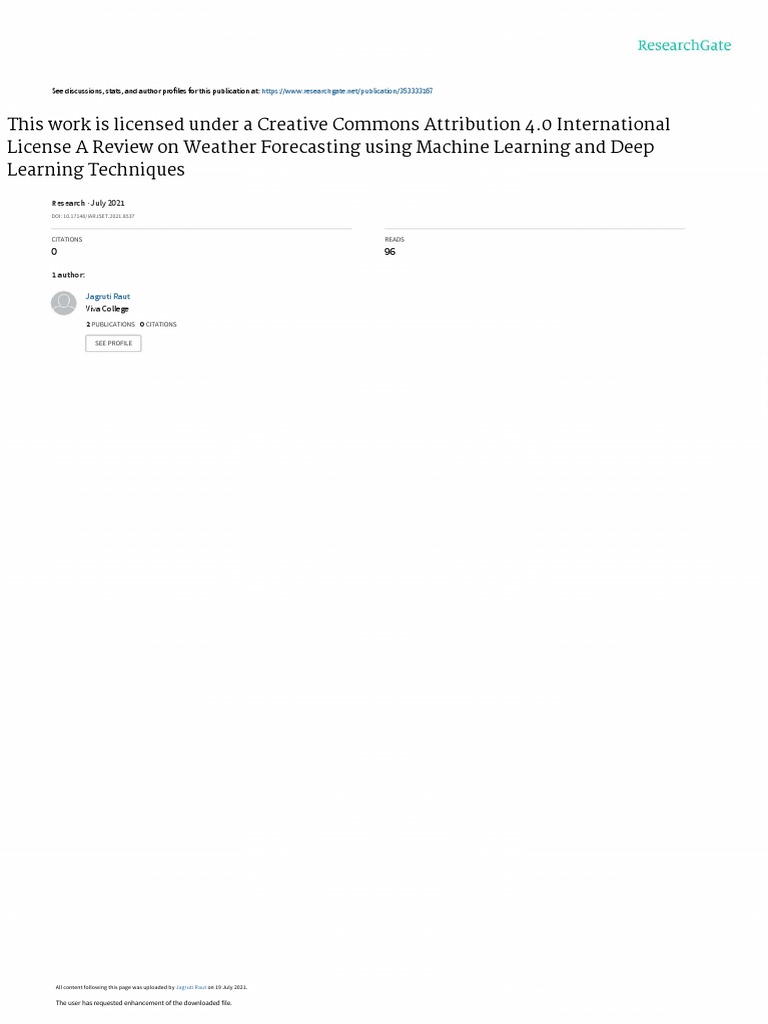 AReviewon Weather Forecastingusing Machine Learningand Deep Learning ...