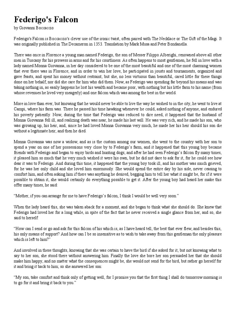 Story 1 Federigo's Falcon PDF