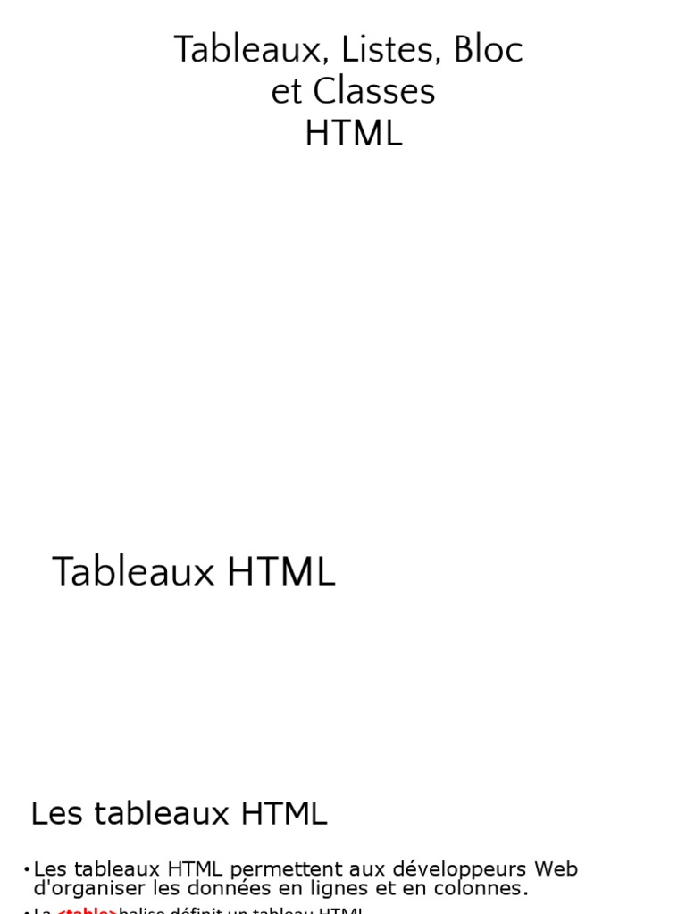 Guide HTML : Tableaux, Listes et Formulaires | PDF | Élément HTML | Html