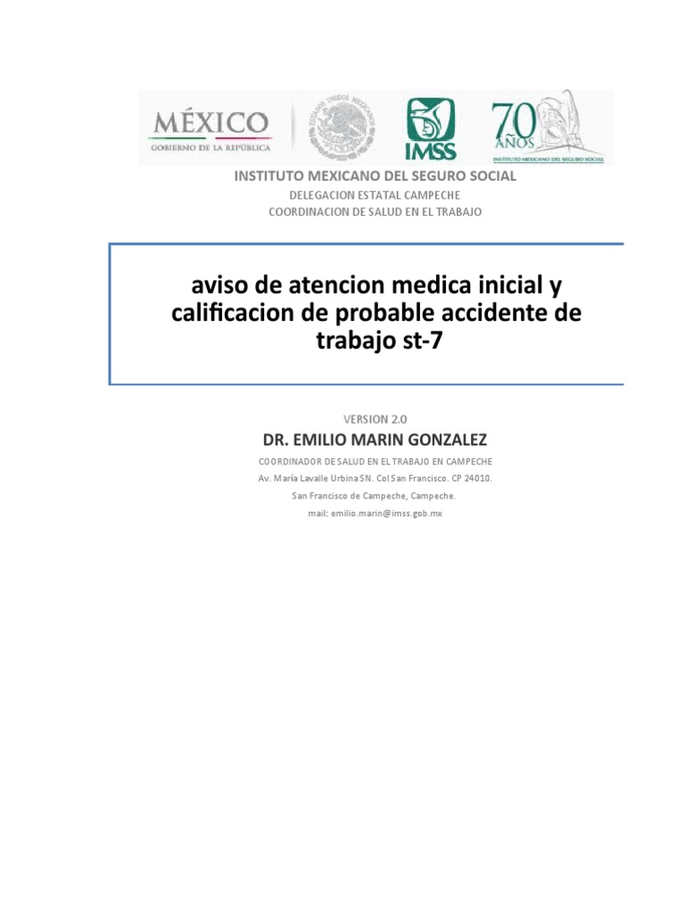 Aviso de Atencion Medica Inicial y Calificacion de Probable Accidente ...
