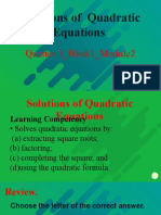 m9 Week 1 Quadratic Equations