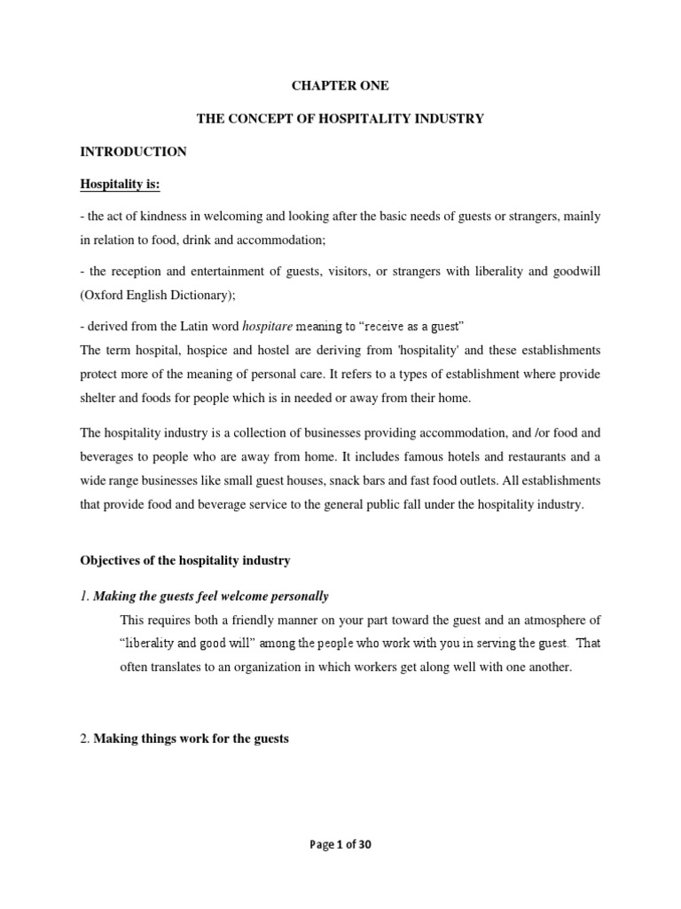 The Hospitality Operations Management Handout | PDF