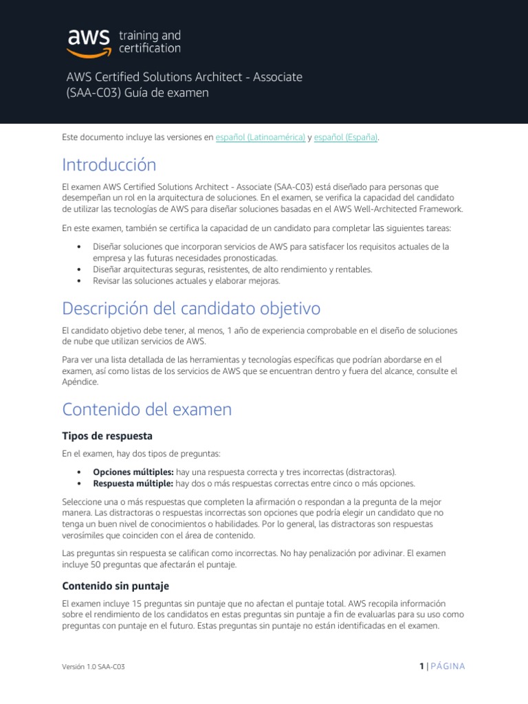 AWS Certified Solutions Architect Associate Exam Guide | PDF ...