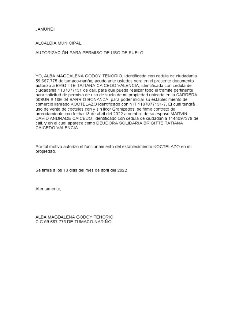Autorizacion De Uso De Suelo Pdf