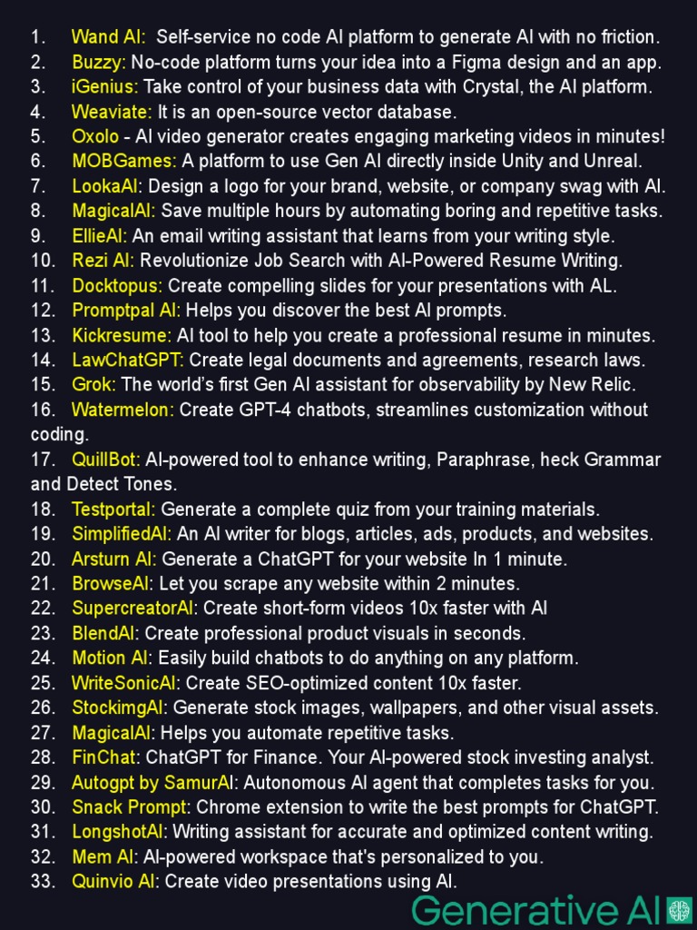 10+ Ai Tools | PDF | Artificial Intelligence | Intelligence (AI ...