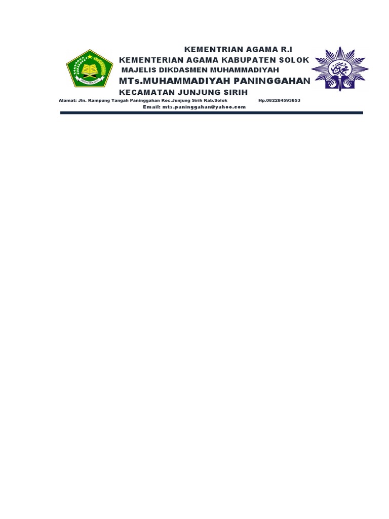 MTs Muhammadiyah Paninggahan Solok | PDF