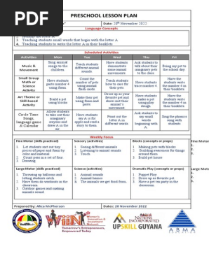 PRESCHOOL LESSON PLAN TEMPLATES 