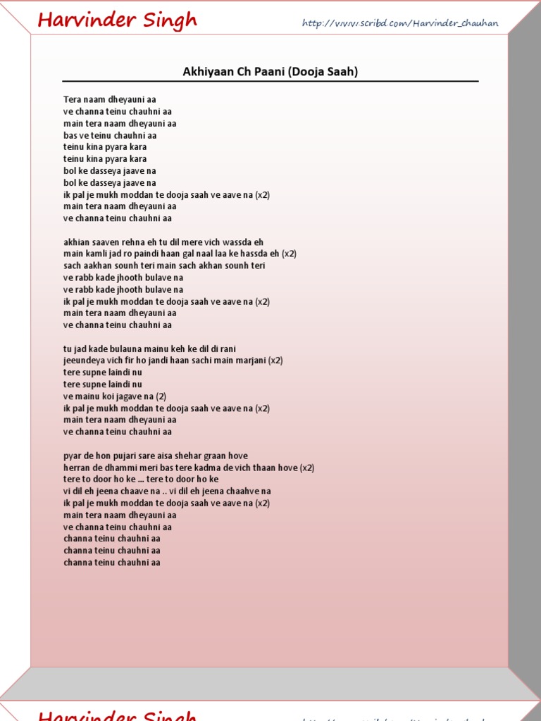 Lyrics of Punjabi Songs | PDF | Social Science | Self-Improvement