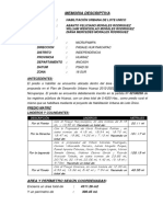 Memoria Descriptiva - Lote Unico