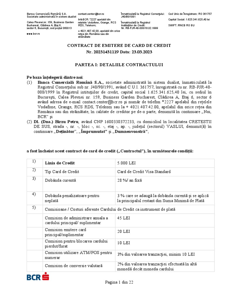 Contract Card de Credit Online | PDF