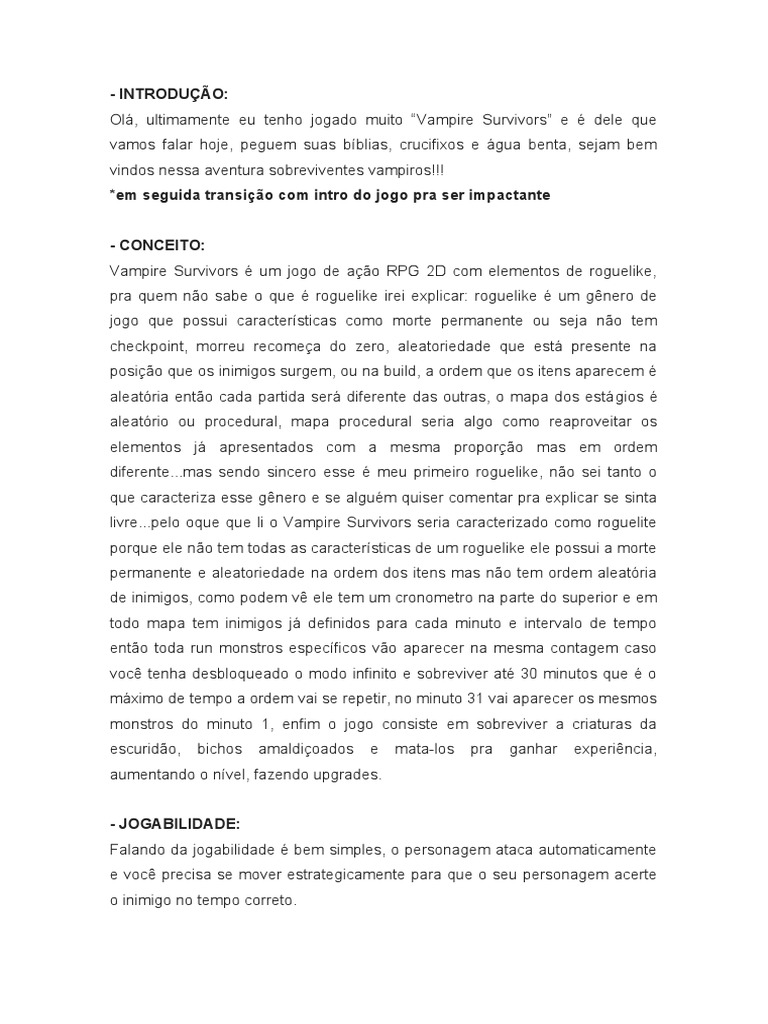 Review de Jogo de Vampiro | PDF