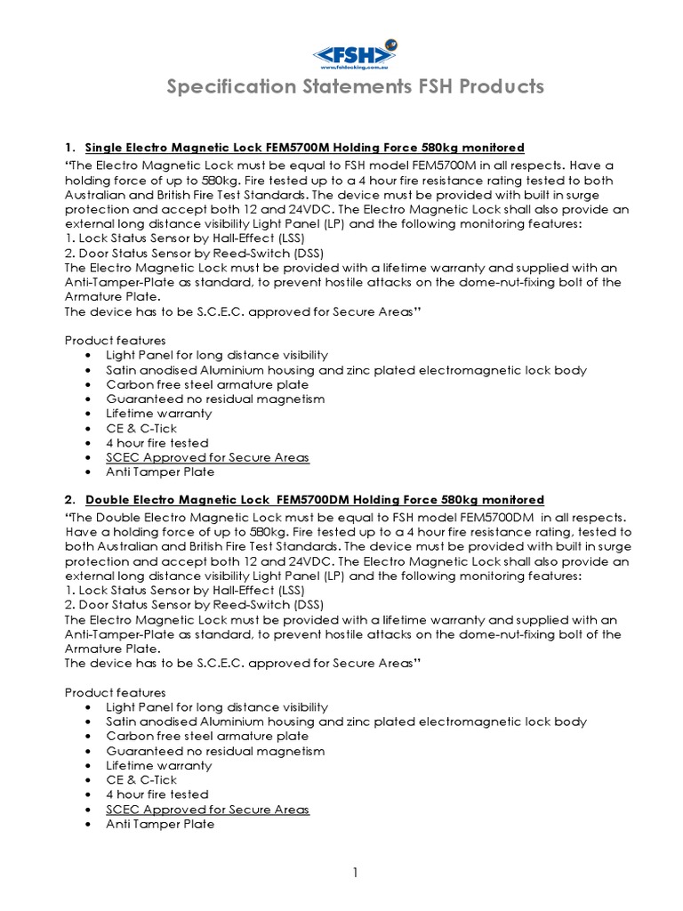 03 FEM5700 Series Specification Statements | PDF | Manufactured Goods ...