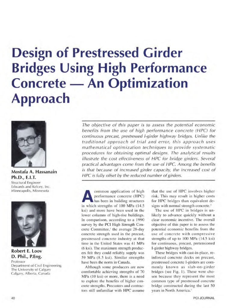 Optimal Design of HPC Bridges | PDF | Prestressed Concrete | Concrete