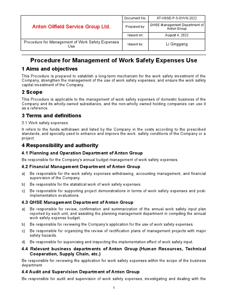 5.3 Administrative Approach To The Use of Safe Production Costs (at