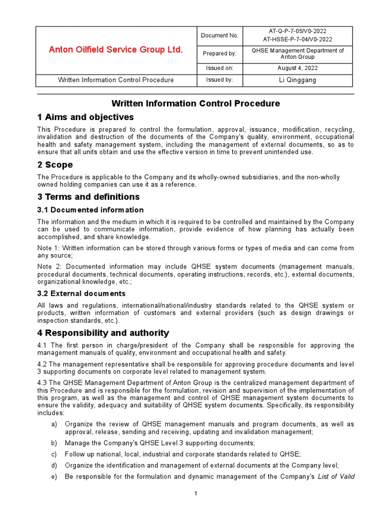 7 3 document information control program at hsse p 7 04v0 2022