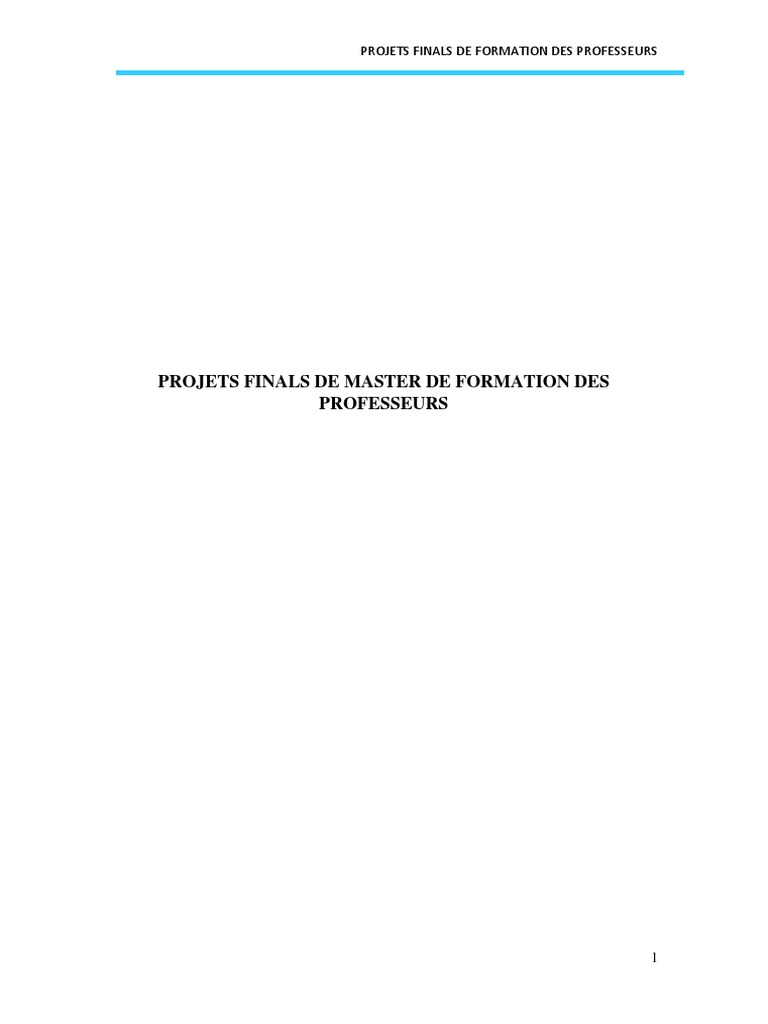Projets Finals de Master en Éducation | PDF | Planification | Informations