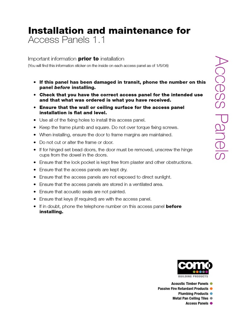 Access Panel Installation Guide | PDF | Door | Wall