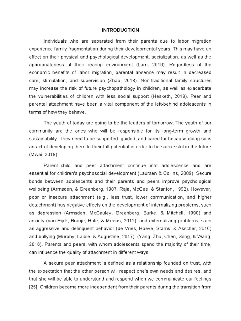 Impact of Parental Migration on Youth | PDF | Attachment Theory ...