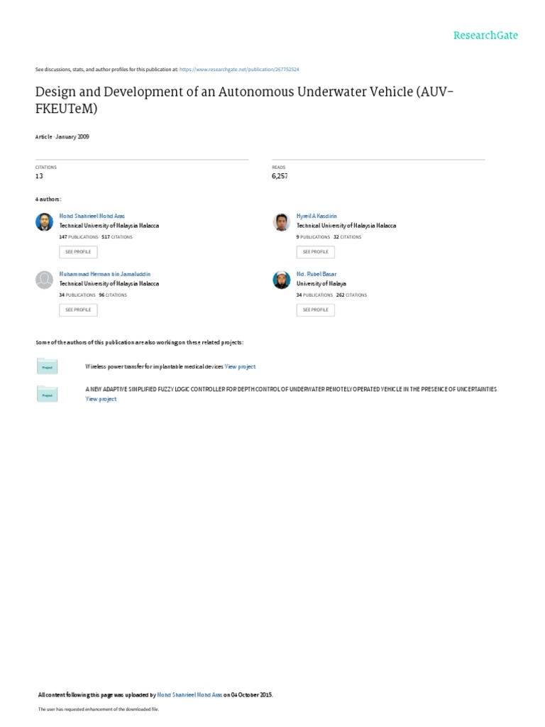 Design And Development Of An Autonomous Underwater Pdf Buoyancy Force