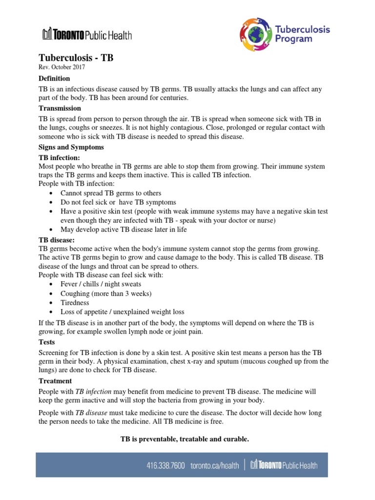 Cdc Tb Fact Sheet