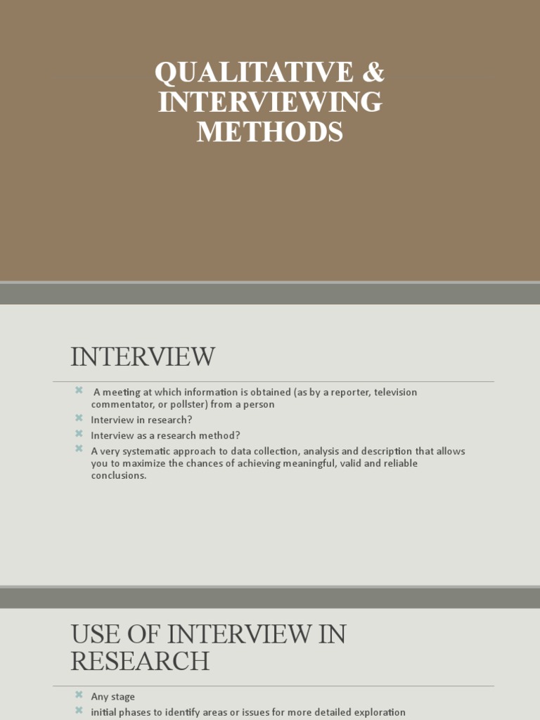 Qualitative Interviewing Methods PDF Experiment Focus Group