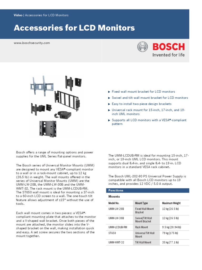 Accessories For LCD Monitors PDF Computer Monitor Screw