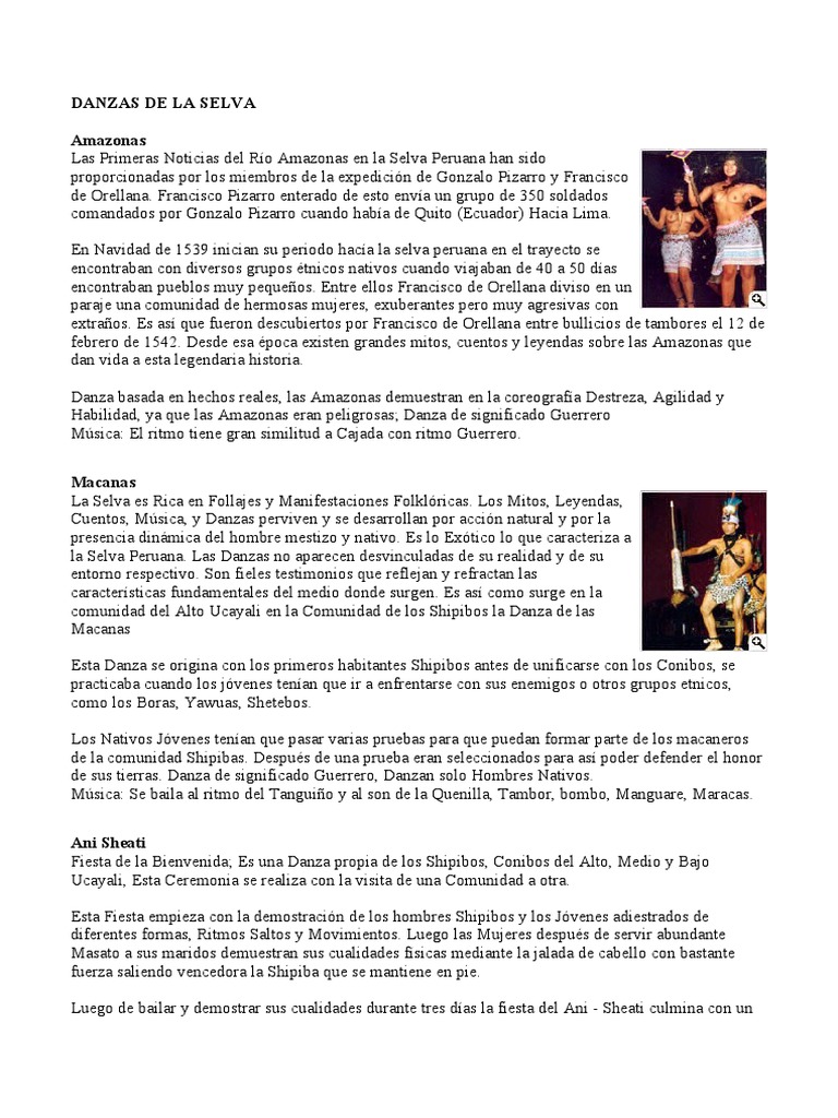 Danzas Típicas De La Selva Peruana Pdf Río Amazonas Selva Amazónica 