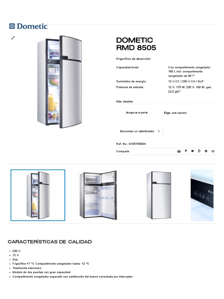 Frigorífico Dometic RMD 8505 de Absorción | PDF | Refrigerador ...