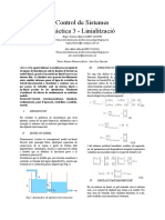 Control de Sistemes Pràctica 3 - Linialització: Abstract-En Aquest Informe Es Realitzaran Un Seguit de