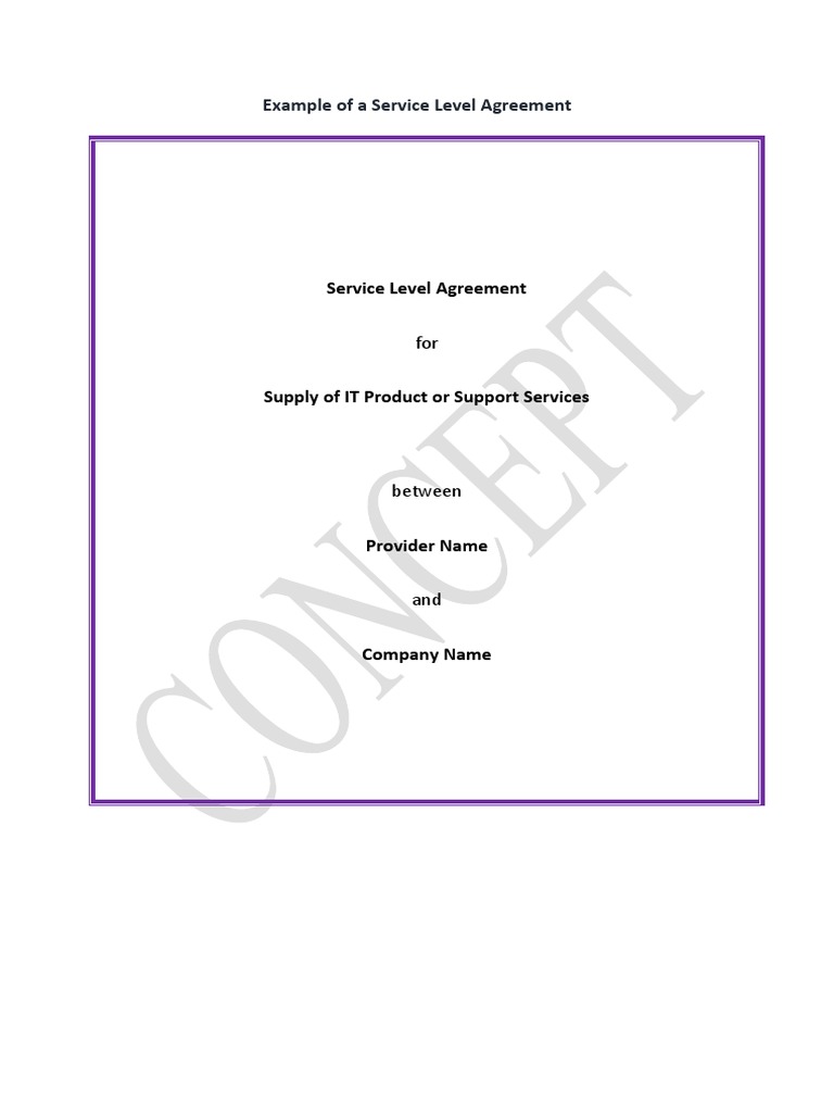 Sla Template PDF Service Level Agreement Fax