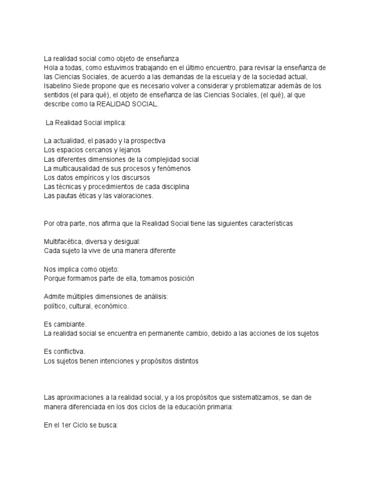 Enseñanza de la Realidad Social Actual | PDF | Sociedad | Conocimiento