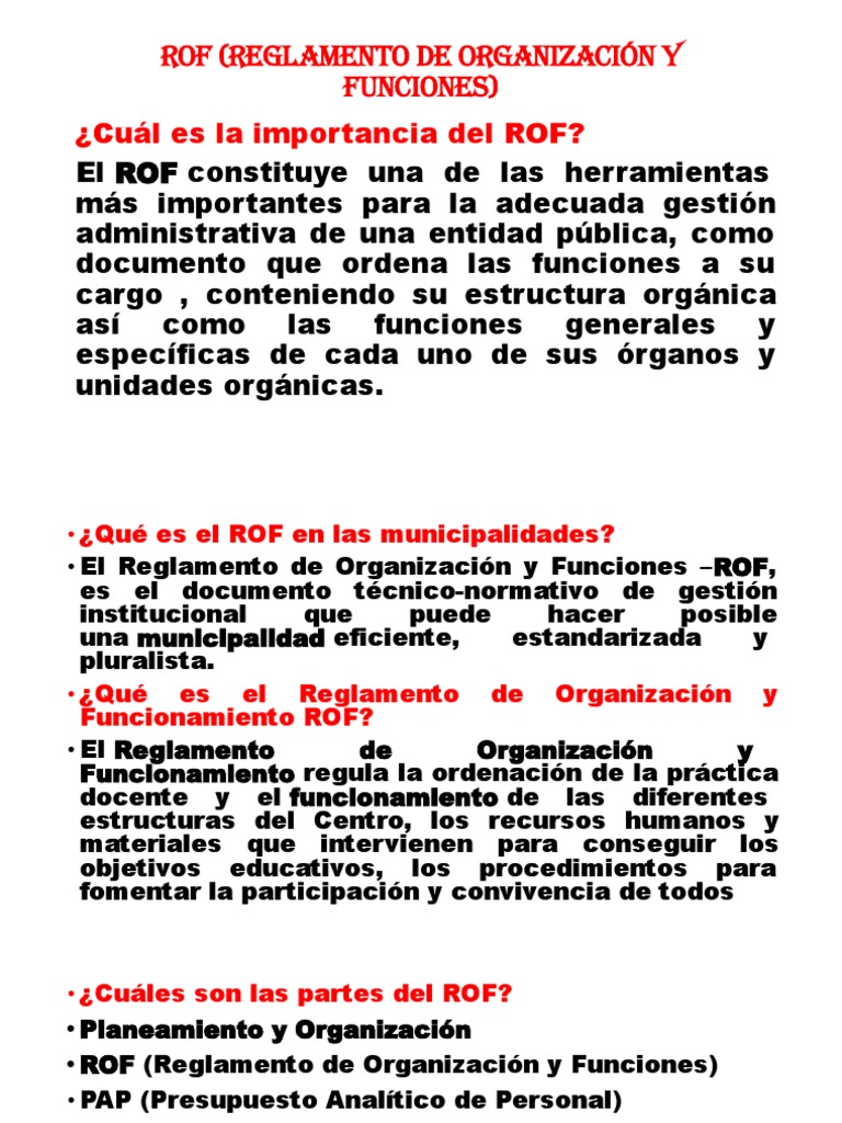 ROF (Reglamento de Organización y Funciones) ¿Cuál Es La Importancia