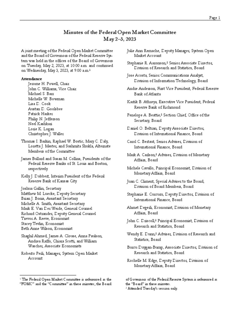 Fomc Minutes 20230503 PDF Inflation Banks