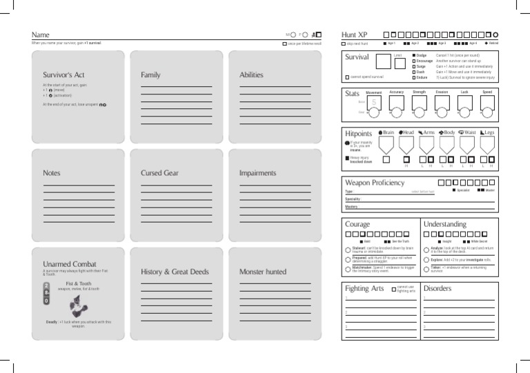 Survivor Sheet V1 | PDF