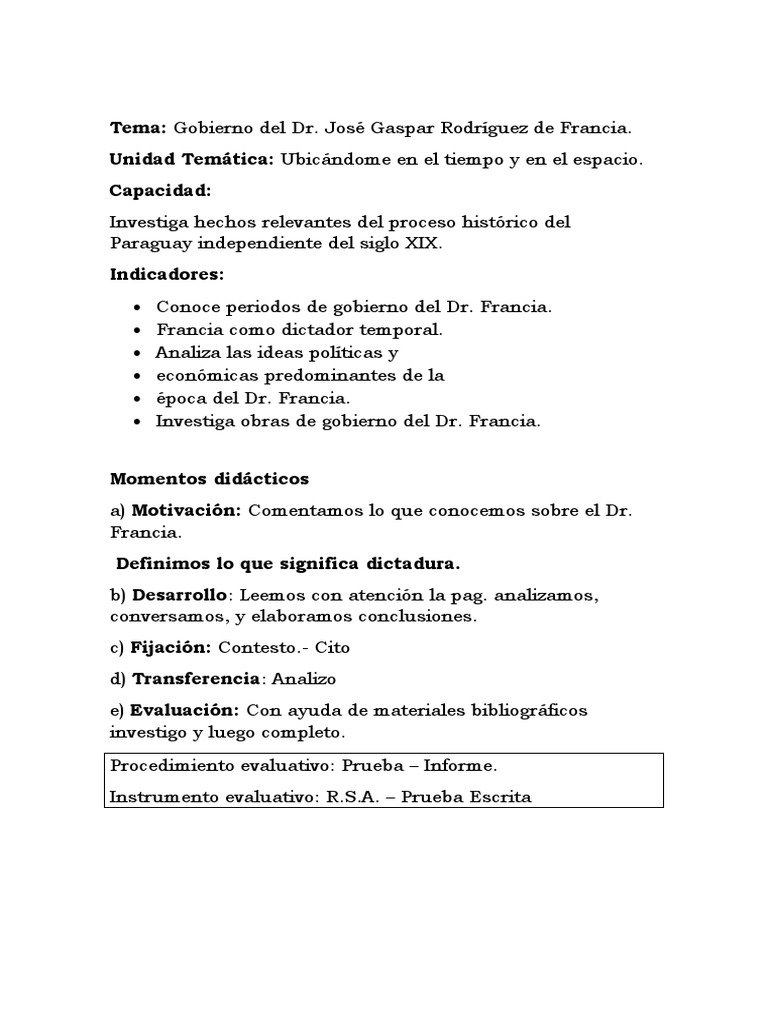 Plan de Clases Historia o Vida Social y Trabajo | PDF