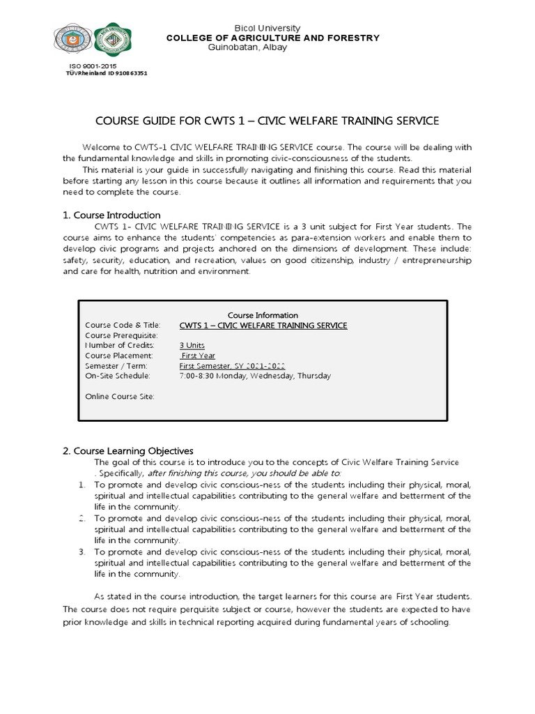 CWTS 1 Course Overview and Structure | PDF | Learning | Internet